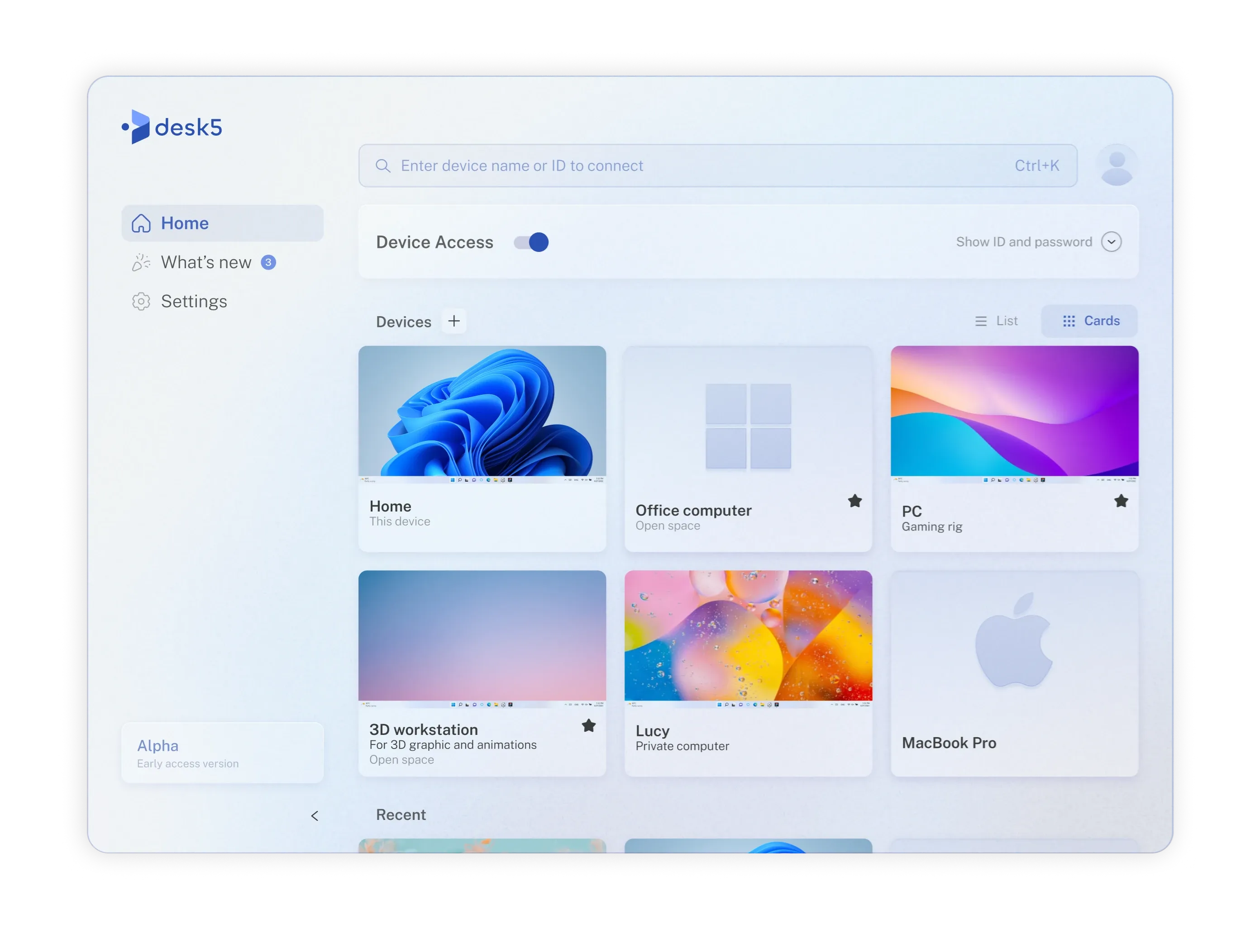 Desk5 app homepage screenshot