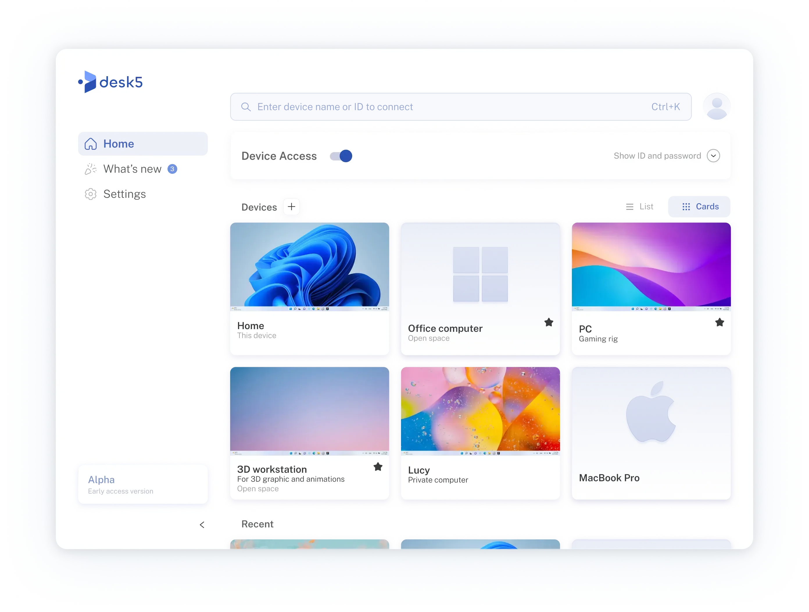 Desk5 app homepage screenshot